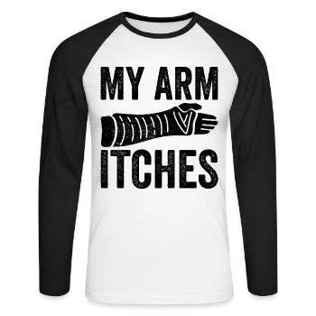 Bras cassé - T-shirt baseball manches longues Homme - blanc/noir - Devant - Nik (191cm)