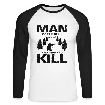 Conception de coyote pour les réacteurs de coyote - T-shirt baseball manches longues Homme - blanc/noir - Devant - Nik (191cm)
