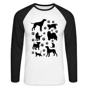 Cute Cats and Dogs - Dog Paws Cat Lover Dog Lover - Unisex Baseballshirt langarm - Weiß/Schwarz - Vorne - Nik (191cm)