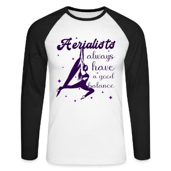Aerial Silk Akrobatik Circus Aerialist - Unisex Baseballshirt langarm - Weiß/Schwarz - Vorne - Nik (191cm)