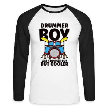 Batteur Batterie Musique Batterie Batterie - T-shirt baseball manches longues Homme - blanc/noir - Devant - Nik (191cm)