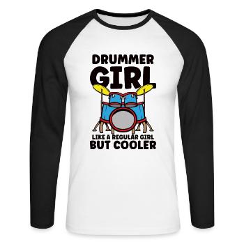 Drummer Drums Music Drum Set Drumming - Unisex Long Sleeve Baseball T-Shirt - white/black - Front - Nik (191cm)