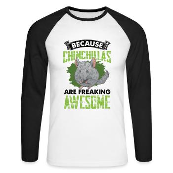 Chinchillas sind fantastisch Nagetier Chinchilla - Unisex Baseballshirt langarm - Weiß/Schwarz - Vorne - Nik (191cm)