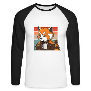 Je Déteste Les Gens Café - T-shirt baseball manches longues Homme - blanc/noir - Devant - Nik (191cm)