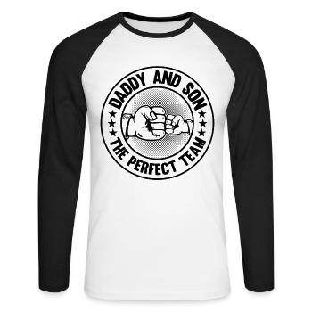 Daddy And Son The Perfect Team - First Father's Da - Unisex Long Sleeve Baseball T-Shirt - white/black - Front - Nik (191cm)