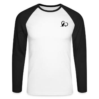 Dog & Cat Heart Cat Lover Dog Lover - Cute Dog Cat - Unisex Baseballshirt langarm - Weiß/Schwarz - Vorne - Nik (191cm)