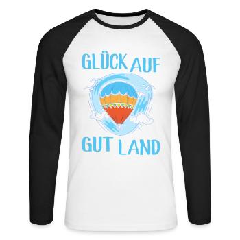 Heissluftballonfahrer Glück Auf Gut Land Geschenk - Unisex Baseballshirt langarm - Weiß/Schwarz - Vorne - Nik (191cm)
