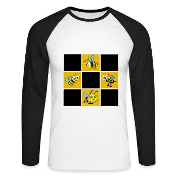 Bienen - Unisex Baseballshirt langarm - Weiß/Schwarz - Vorne - Nik (191cm)