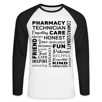 Pharmacy Technician Tech Medicine Pharmacist - Unisex Baseballshirt langarm - Weiß/Schwarz - Vorne - Nik (191cm)