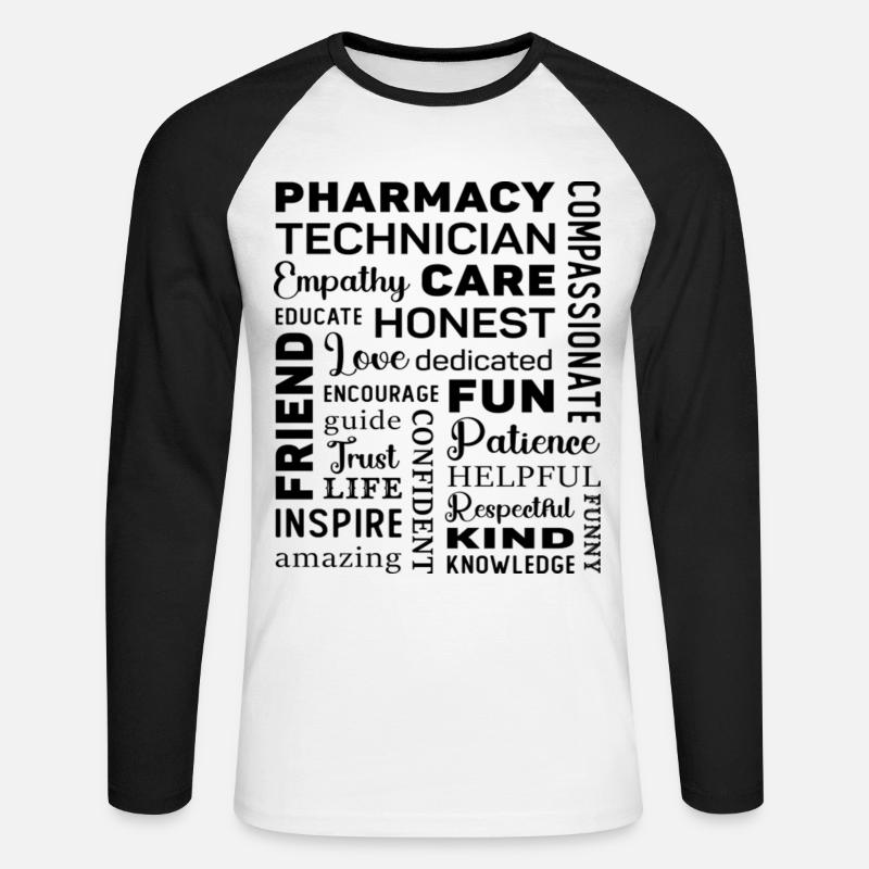 Pharmacy Technician Tech Medicine Pharmacist - Unisex Baseballshirt langarm - Weiß/Schwarz