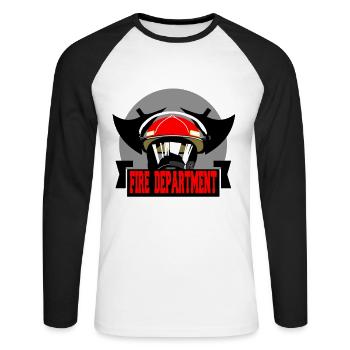 Firefighter's helmet - Unisex Long Sleeve Baseball T-Shirt - white/black - Front - Nik (191cm)
