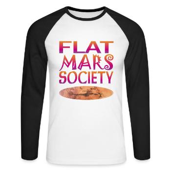 Flat Mars Society - Unisex Long Sleeve Baseball T-Shirt - white/black - Front - Nik (191cm)