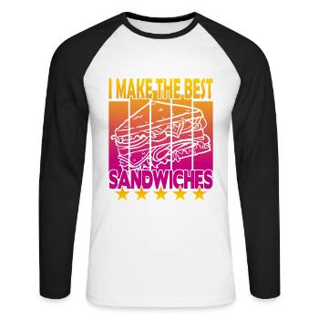 Je fais les meilleurs sandwichs - T-shirt baseball manches longues Homme - blanc/noir - Devant - Nik (191cm)