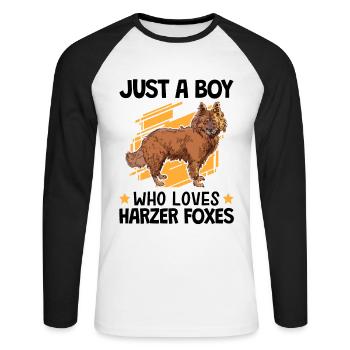 Le garçon des renards du Harz aime garder les renards - T-shirt baseball manches longues Homme - blanc/noir - Devant - Nik (191cm)