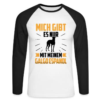 Mich gibt es nur mit meinem Galgo Espanol - Unisex Baseballshirt langarm - Weiß/Schwarz - Vorne - Nik (191cm)