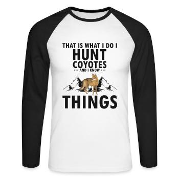 Capture de coyotes et conception de chasseur de coyotes - T-shirt baseball manches longues Homme - blanc/noir - Devant - Nik (191cm)