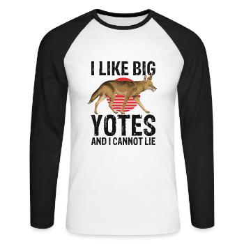 Capture de coyotes et conception de chasseur de coyotes - T-shirt baseball manches longues Homme - blanc/noir - Devant - Nik (191cm)