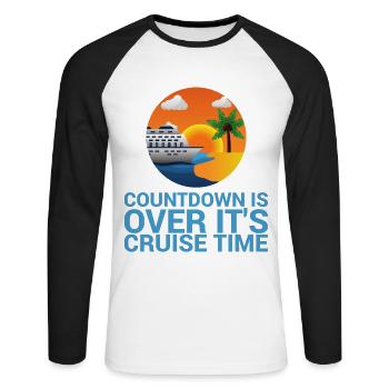 Der Countdown Ist Vorbei, Es Ist Kreuzfahrtzeit - Unisex Baseballshirt langarm - Weiß/Schwarz - Vorne - Nik (191cm)