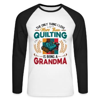 Nähen Quilter Oma Quilten - Unisex Baseballshirt langarm - Weiß/Schwarz - Vorne - Nik (191cm)