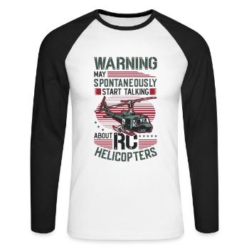 Warning, can spontaneously start talking about rc. - Unisex Long Sleeve Baseball T-Shirt - white/black - Front - Nik (191cm)