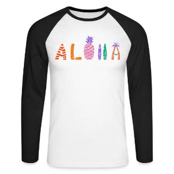 Aloha pineapple design for beach lovers pineapple - Unisex Long Sleeve Baseball T-Shirt - white/black - Front - Nik (191cm)