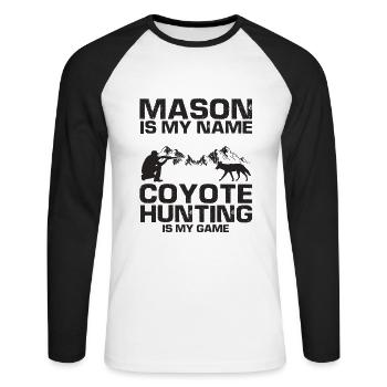 Conception de coyote pour les réacteurs de coyote - T-shirt baseball manches longues Homme - blanc/noir - Devant - Nik (191cm)