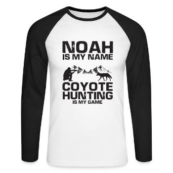 Conception de chasseur de coyote pour la chasse au coyote - T-shirt baseball manches longues Homme - blanc/noir - Devant - Nik (191cm)