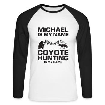 Conception de coyote pour les réacteurs de coyote - T-shirt baseball manches longues Homme - blanc/noir - Devant - Nik (191cm)