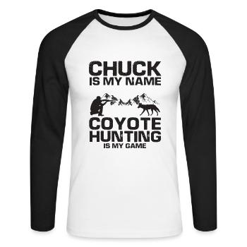 Capture de coyotes et conception de chasseur de coyotes - T-shirt baseball manches longues Homme - blanc/noir - Devant - Nik (191cm)