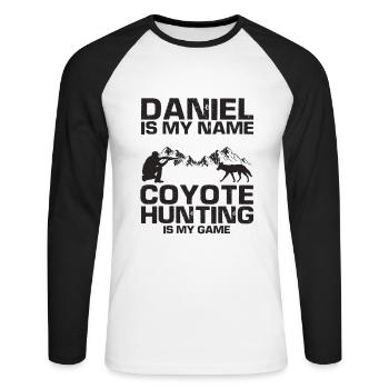Conception de coyote pour les réacteurs de coyote - T-shirt baseball manches longues Homme - blanc/noir - Devant - Nik (191cm)