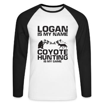 Capture de coyotes et conception de chasseur de coyotes - T-shirt baseball manches longues Homme - blanc/noir - Devant - Nik (191cm)