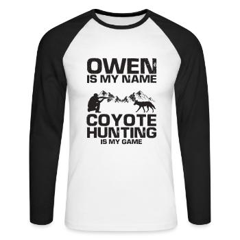 Conception de coyote pour les réacteurs de coyote - T-shirt baseball manches longues Homme - blanc/noir - Devant - Nik (191cm)