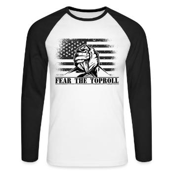 Armwrestler USA-Flaggen-Handdrücken - Unisex Baseballshirt langarm - Weiß/Schwarz - Vorne - Nik (191cm)