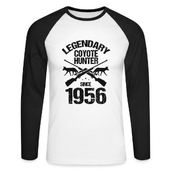 Tueurs de coyotes et chasse au coyote de la faune - T-shirt baseball manches longues Homme - blanc/noir - Devant - Nik (191cm)