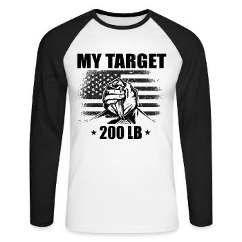Armwrestler USA-Flaggen-Handdrücken - Unisex Baseballshirt langarm - Weiß/Schwarz - Vorne - Nik (191cm)