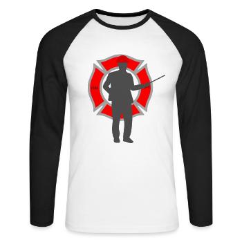 Feuerwehrmann - Unisex Baseballshirt langarm - Weiß/Schwarz - Vorne - Nik (191cm)