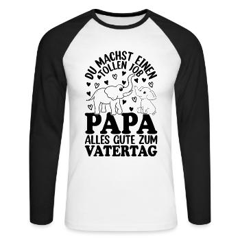 Du machst einen tollen Job Papa alles gute zum Vat - Unisex Baseballshirt langarm - Weiß/Schwarz - Vorne - Nik (191cm)