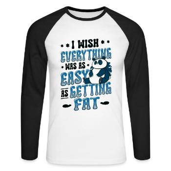 Selbstironie Übergewicht Im Fett - Unisex Baseballshirt langarm - Weiß/Schwarz - Vorne - Nik (191cm)