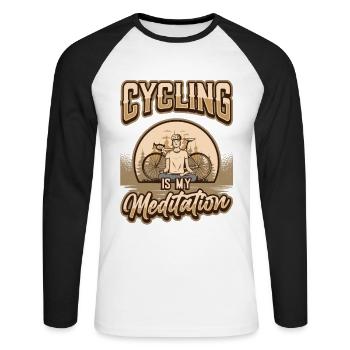Cycling is my meditation, cyclist. - Unisex Long Sleeve Baseball T-Shirt - white/black - Front - Nik (191cm)