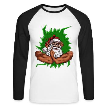 Weihnachtsmann mit Arme - Unisex Baseballshirt langarm - Weiß/Schwarz - Vorne - Nik (191cm)