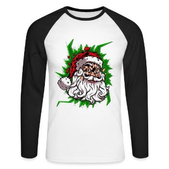 Weihnachtsmann frohe Weihnachten - Unisex Baseballshirt langarm - Weiß/Schwarz - Vorne - Nik (191cm)