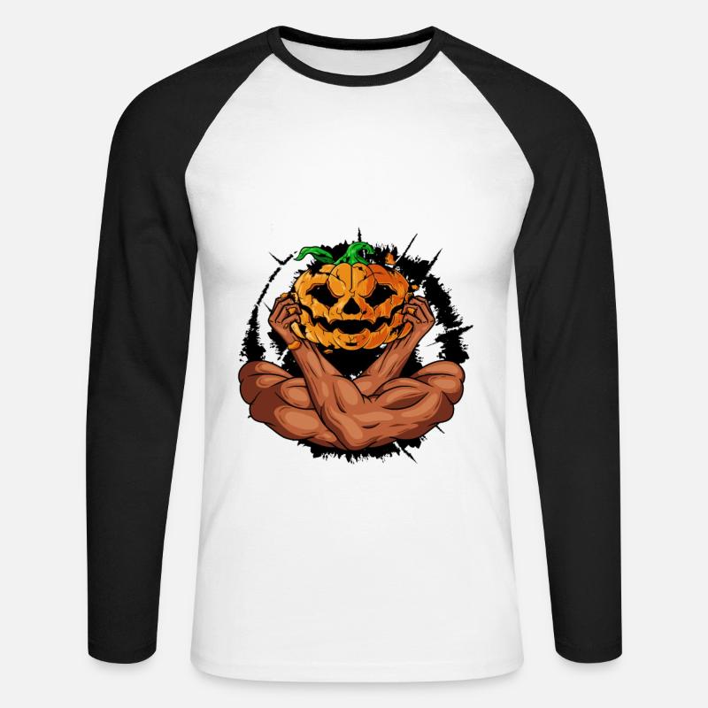 Halloween mit Arme - Unisex Baseballshirt langarm - Weiß/Schwarz