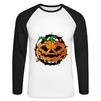 Halloween - Unisex Baseballshirt langarm - Weiß/Schwarz - Vorne - Nik (191cm)