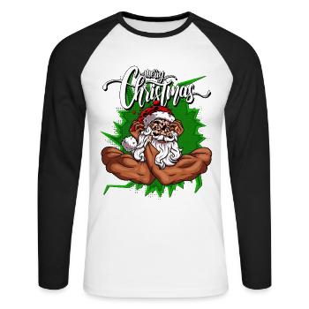 Merry Christmas Merry Christmas - Unisex Baseballshirt langarm - Weiß/Schwarz - Vorne - Nik (191cm)