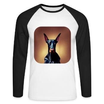 Doberman - T-shirt baseball manches longues Homme - blanc/noir - Devant - Nik (191cm)