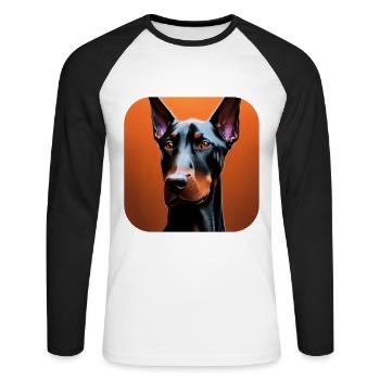 Doberman - T-shirt baseball manches longues Homme - blanc/noir - Devant - Nik (191cm)