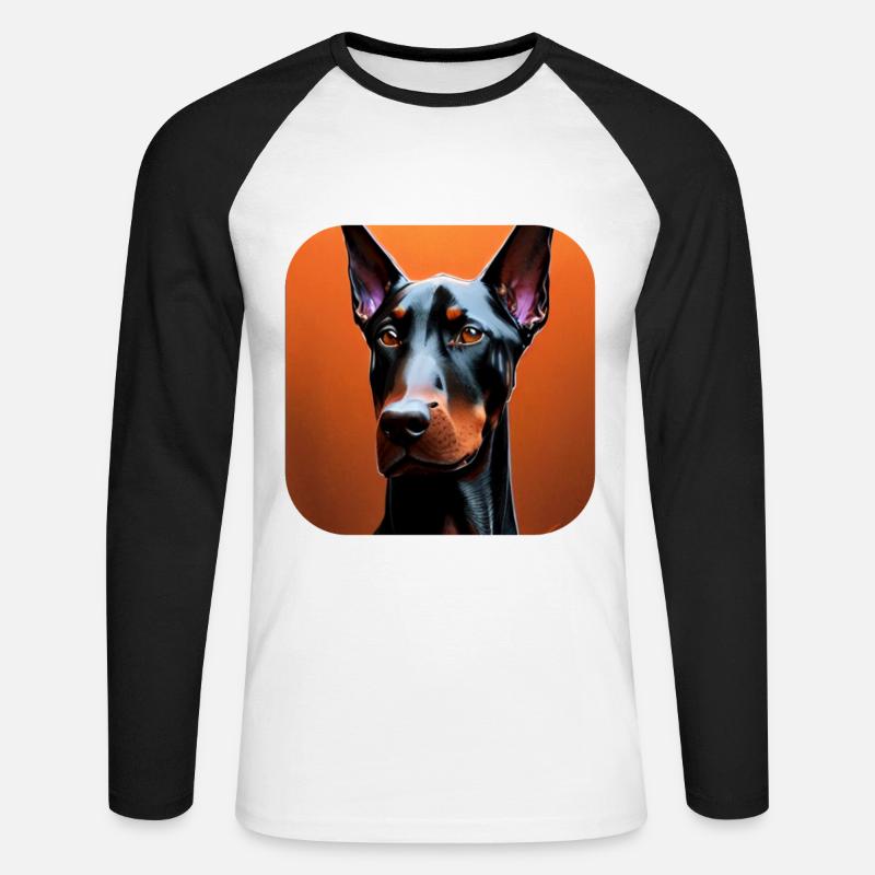 Dobermann - Unisex Baseballshirt langarm - Weiß/Schwarz
