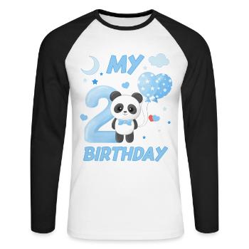 Deuxième anniversaire des enfants Garçons Panda Cadeau - T-shirt baseball manches longues Homme - blanc/noir - Devant - Nik (191cm)