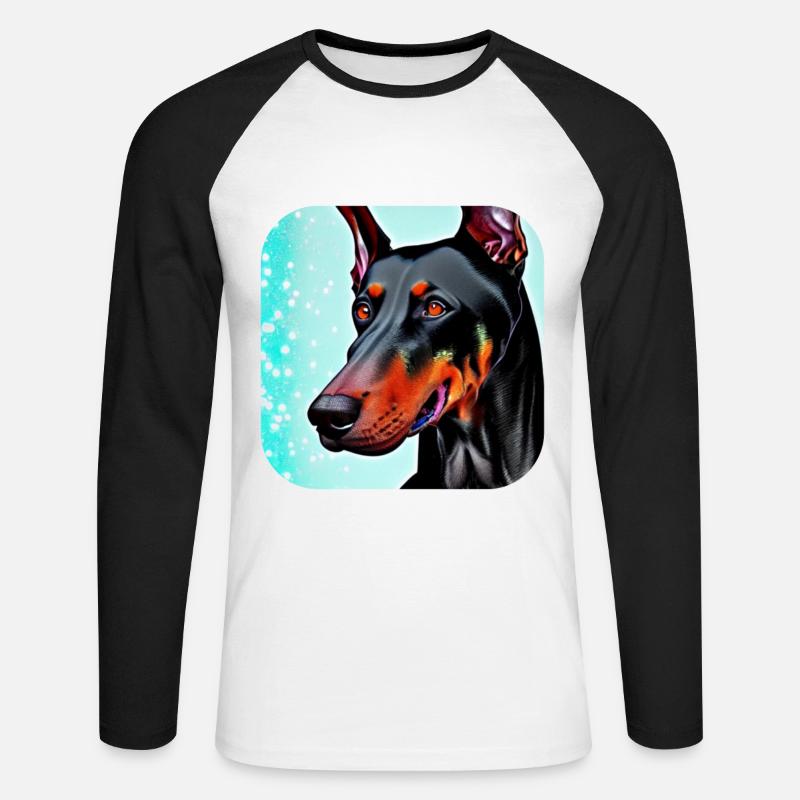 Dobermann - Unisex Baseballshirt langarm - Weiß/Schwarz