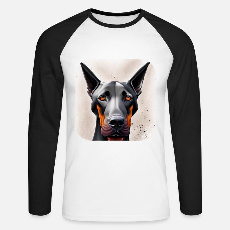 Dobermann - Unisex Baseballshirt langarm - Weiß/Schwarz